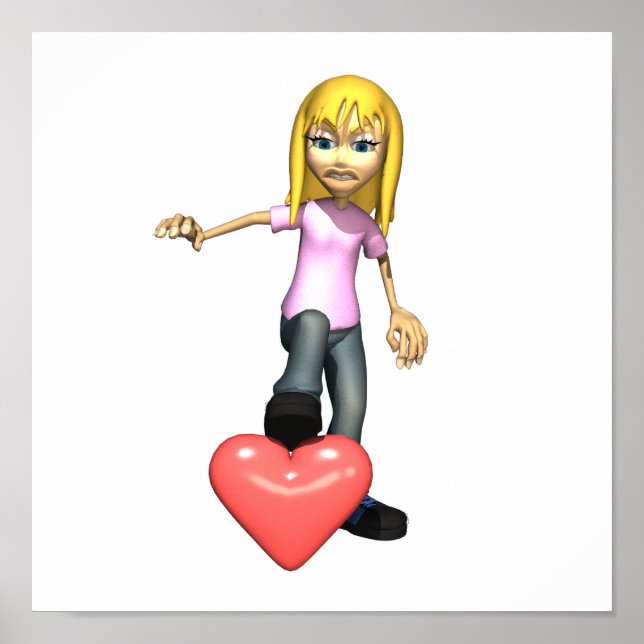 Póster chica pisando el corazón (Frente)