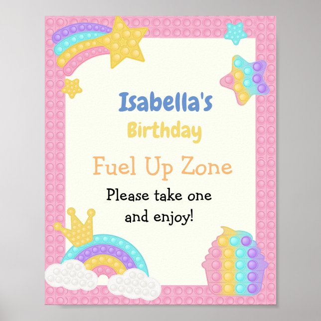 Póster Chica Pop It Fidget Cumpleaños (Frente)