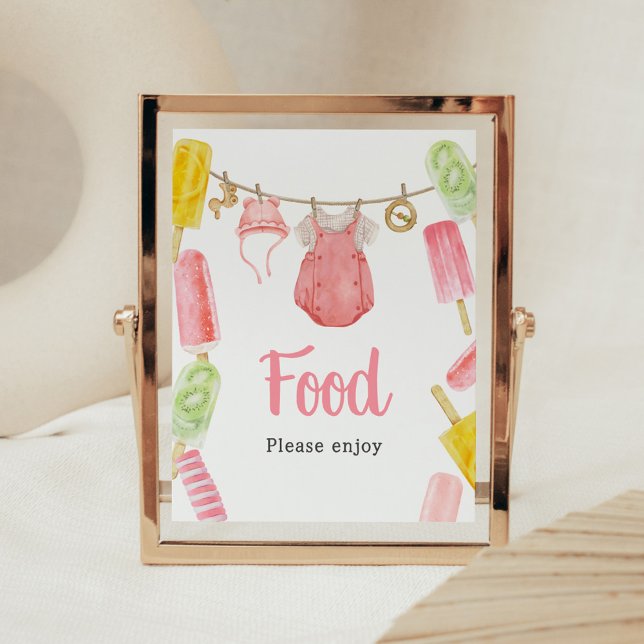 Póster Chica Popsicle Baby Shower Food (Popsicle Baby Shower Food Sign)