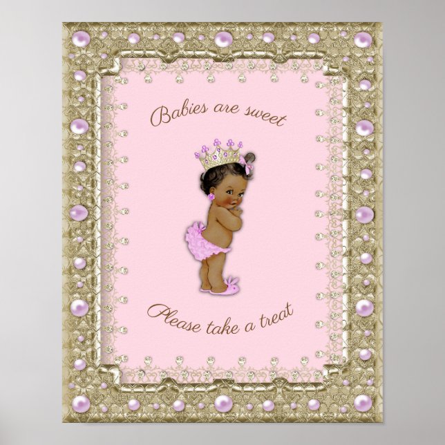 Póster Chica poster de Baby Shower, Princesa, rosa, 8,5x1 (Frente)