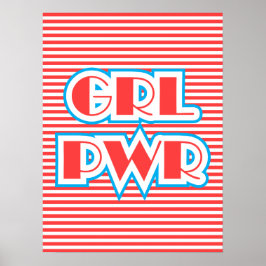 Póster Chica Power, Grl Pwr, versión roja