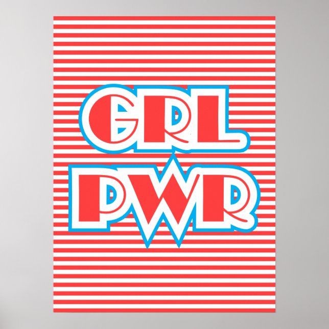 Póster Chica Power, Grl Pwr, versión roja (Frente)