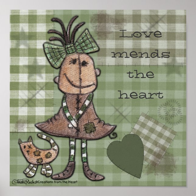 Póster Chica primitivo y gato (Frente)