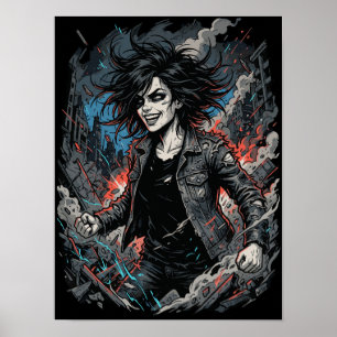 Póster Chica Punk Caos Controlado   Rebelde Grunge Urbano