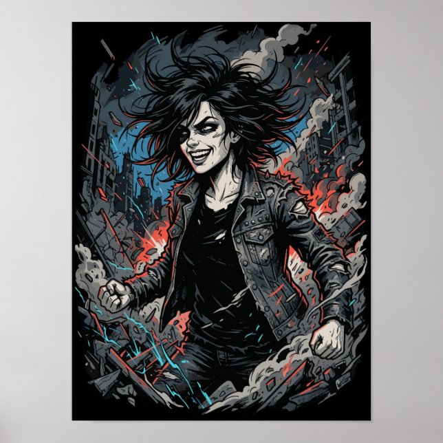 Póster Chica Punk Caos Controlado | Rebelde Grunge Urbano (Frente)