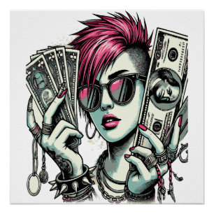 Póster Chica punk Swag
