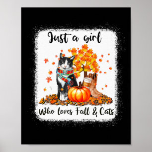 Póster Chica Que Ama La Caída Y Gatos Calabaza Gato Hallo