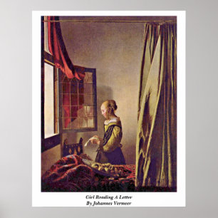 Póster Chica que lee una letra de Juan Vermeer