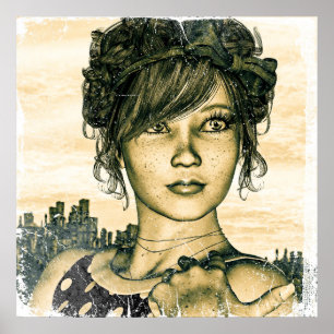 Póster Chica Retro
