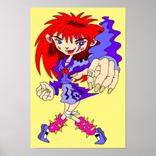 Póster Chica Retro Ciberpunk.