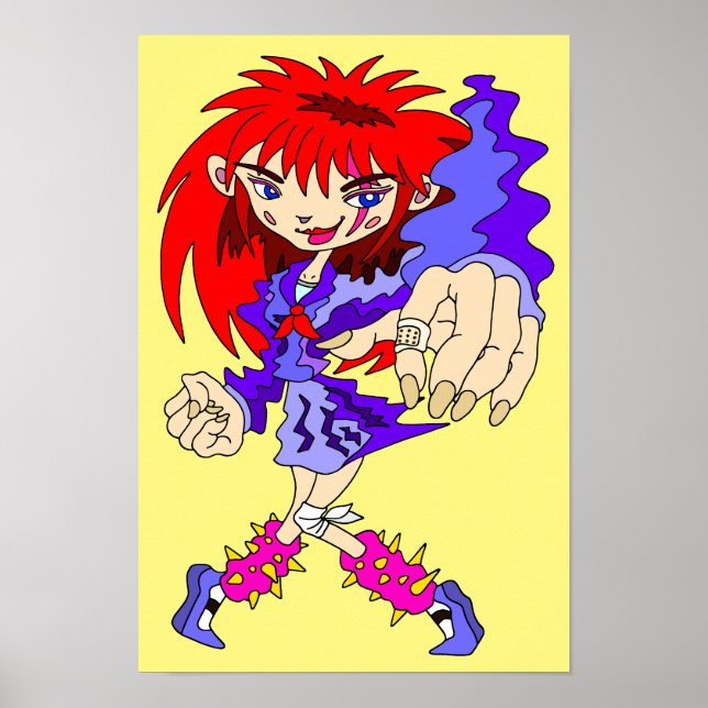 Póster Chica Retro Ciberpunk. (Frente)