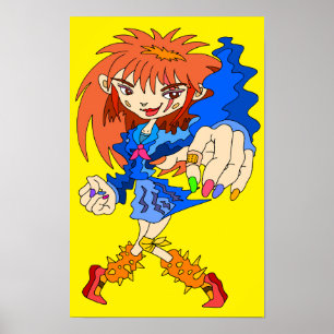 Póster Chica Retro Ciberpunk.