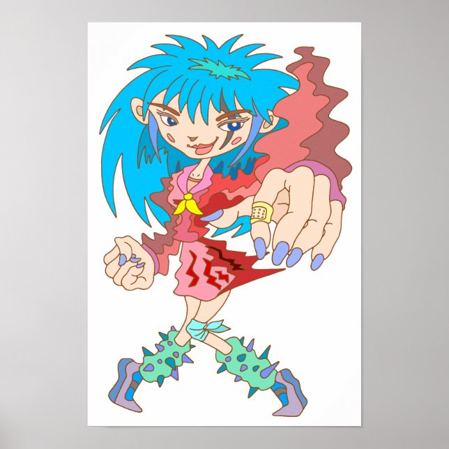 Póster Chica Retro Ciberpunk. (Frente)