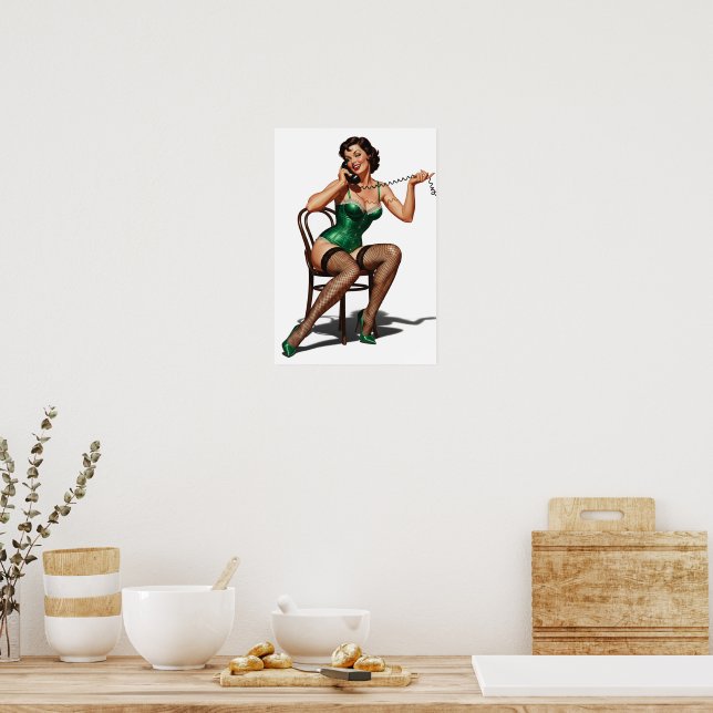 Póster Chica retro con zapatos verdes (Cocina)