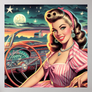 Póster Chica retro cutáneo