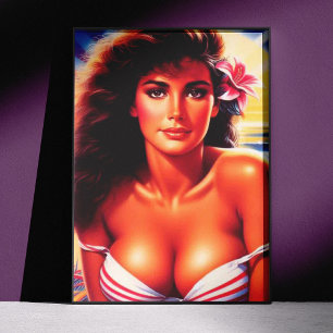 Póster Chica Retro de Verano Caliente