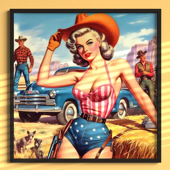 Póster Chica Retro del Vaquero Pin Up (Subido por el creador)