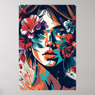 PÓSTER CHICA RETRO FLORAL DREAMY