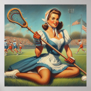 Póster Chica Retro Lacrosse