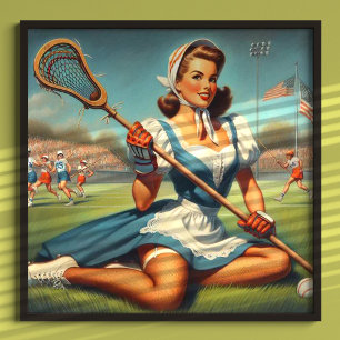 Póster Chica Retro Lacrosse