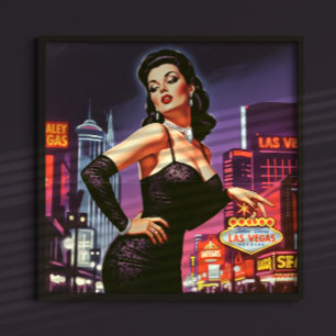 Póster Chica Retro Las Vegas Pin-up