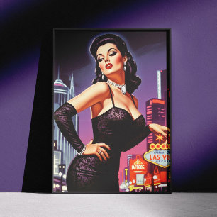 Póster Chica Retro Las Vegas Pin-up