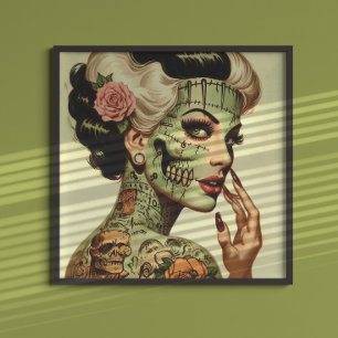 Póster Chica Retro Monstruo