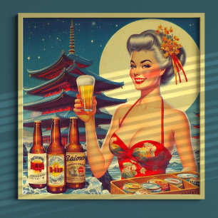 Póster Chica Retro Oriental Beer
