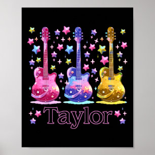 Póster Chica Retro Taylor Nombre Groovy personalizado 8