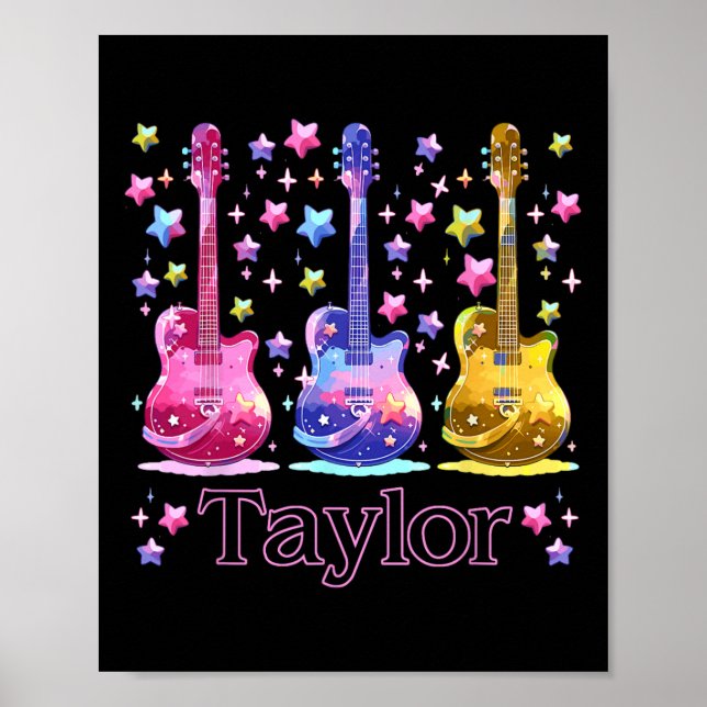 Póster Chica Retro Taylor Nombre Groovy personalizado 8 (Frente)