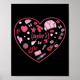 Póster Chica Retro Taylor Nombre Personalizado Valentin
