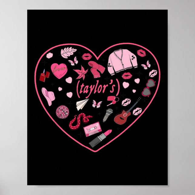 Póster Chica Retro Taylor Nombre Personalizado Valentin (Frente)