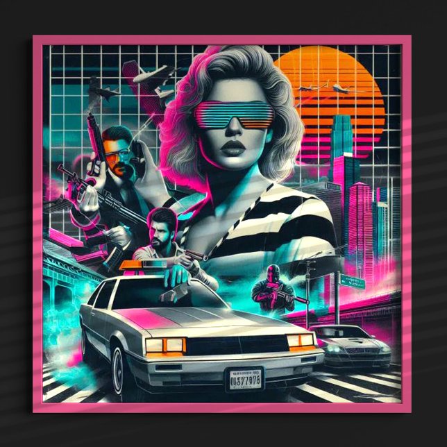 Póster chica Retrowave de los años 80 (Subido por el creador)