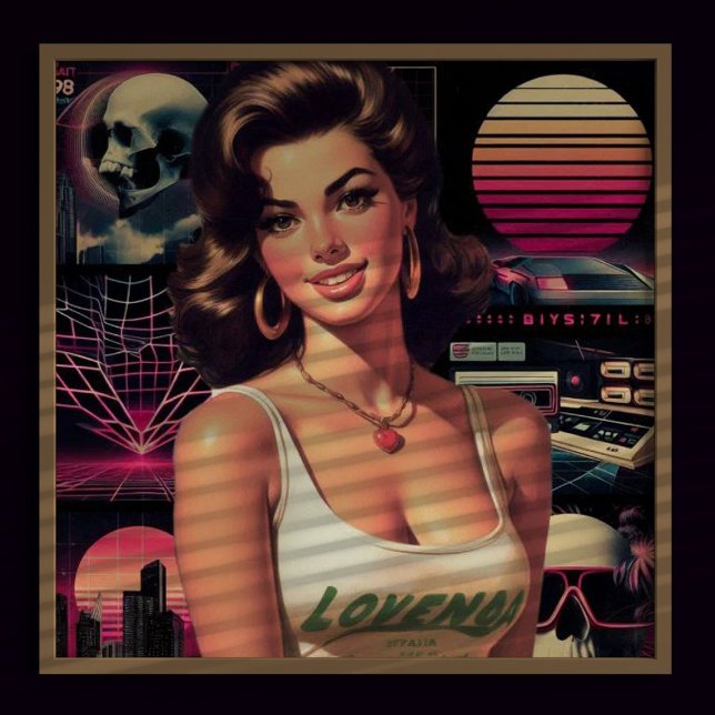 Póster chica Retrowave de los años 80 (Subido por el creador)