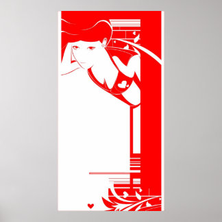 Póster chica rojo collab