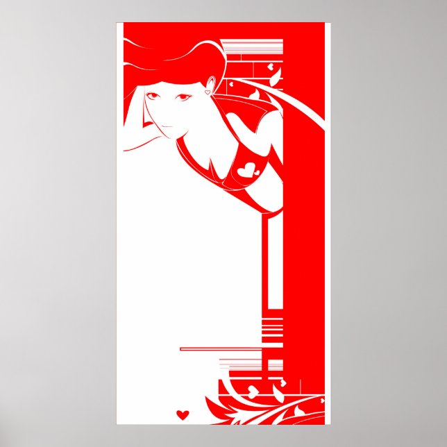 Póster chica rojo collab (Frente)