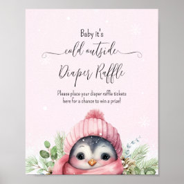 Póster Chica rosa de invierno lindo Rótulo Baby Shower