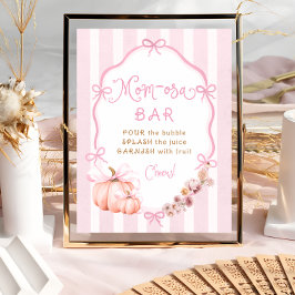 Póster Chica rosa de la calabaza de otoño Baby Shower Mom