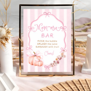 Póster Chica rosa de la calabaza de otoño Baby Shower Mom