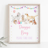 Chica Rosa de Perro Cachorro Cachorro Rótulo Favor
