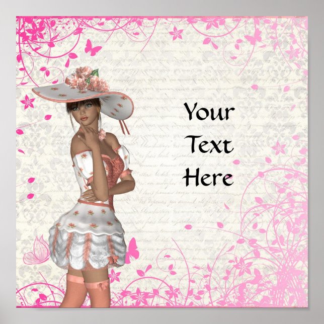 Póster Chica rosa de verano (Frente)