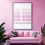 Póster Chica rosa moderno Jefe mejor regalo para Girly<br><div class="desc">Chica rosa moderno Jefe mejor regalo para Girly</div>