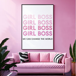 Póster Chica rosa moderno Jefe mejor regalo para Girly