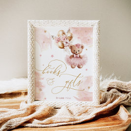 Póster Chica rosa Teddy Bear Baby Shower Books & Gifts
