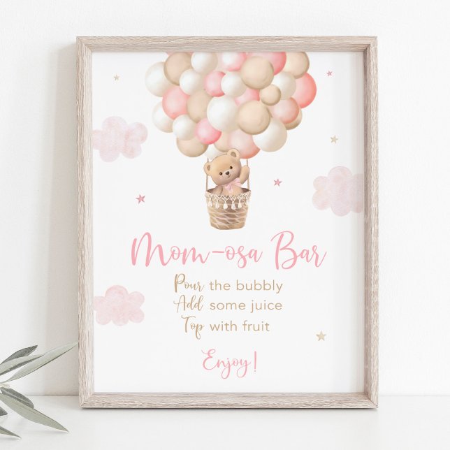 Póster Chica rosa Teddy Bear Baby Shower Mimosa Bar Rótul (Subido por el creador)