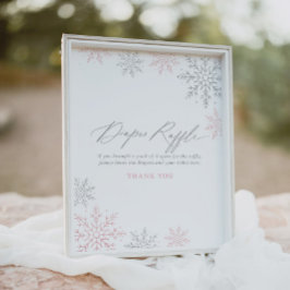 Póster Chica rosado de copo de nieve Baby Shower Diaper R