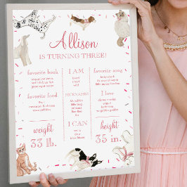 Póster Chica rosado Perro Cat Paw-ty Rótulo hito de cumpl