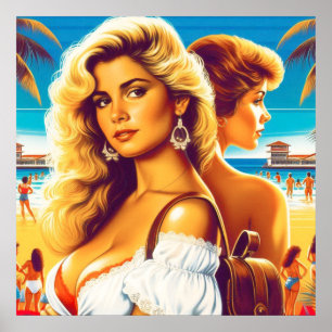Póster Chica rubia de verano de los 80