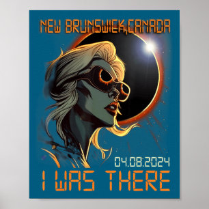 Póster Chica Rubia Eclipse Solar Total 2024 Nuevo Brunswi
