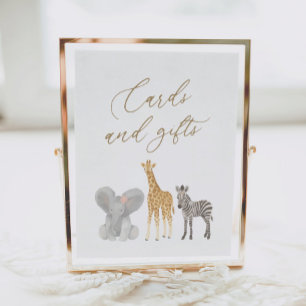 Póster Chica Safari Baby Shower Cards and Gifts Rótulo